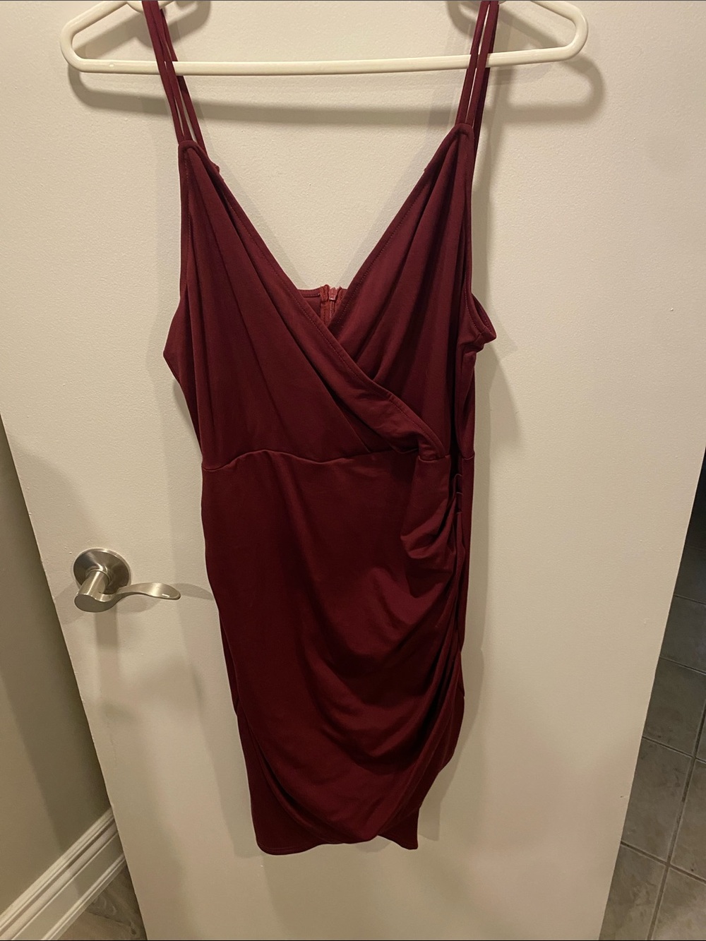 Grace Karin Burgundy Wrap-Style Mini Dress size large worn once